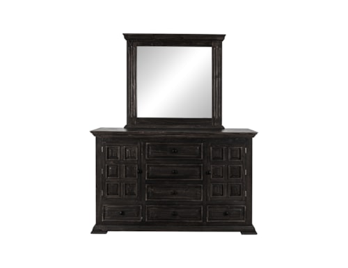 Transitional Dresser and Mirror Set