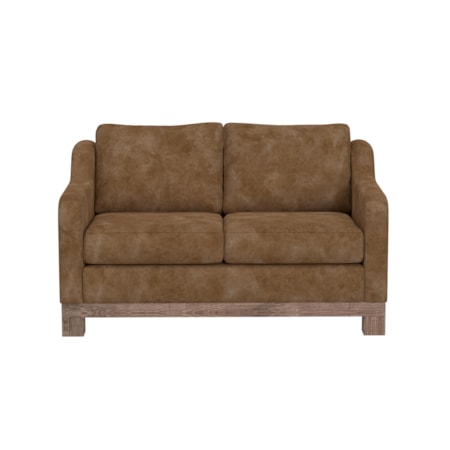 2-Cushion Loveseat with Exposed Wooden Base