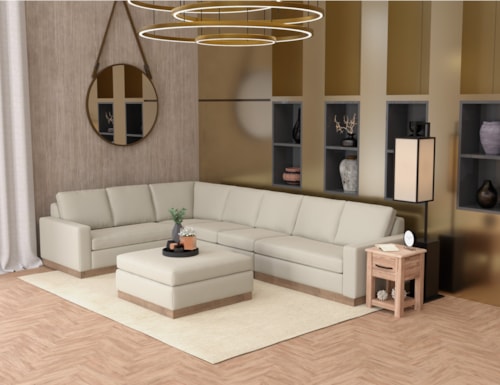 Contemporary 5-Piece Sectional Sofa with Throw Pillows