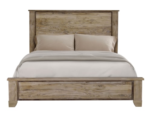 Transitional Queen Panel Bed with Low Profile Footboard