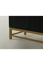 International Furniture Direct Dark Ebano Contemporary 4-Door Sideboard with Natural Stone Top