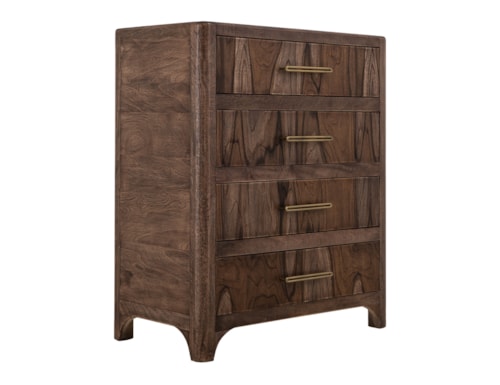 Contemporary 4-Drawer Bedroom Chest with Metal Pulls