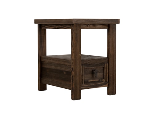 Farmhouse 1-Drawer Chairside Table with Open Shelf