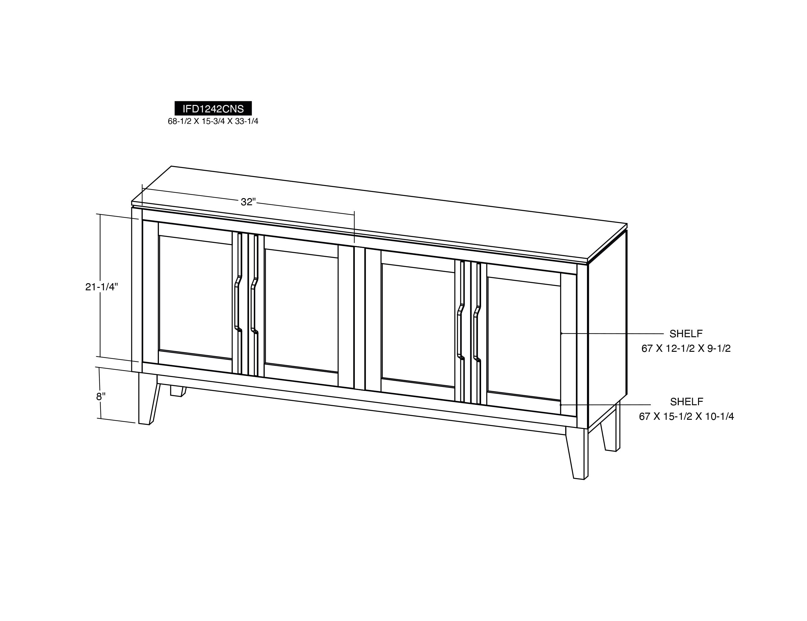 International Furniture Direct Forest 4-Door Console