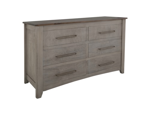 Transitional 6-Drawer Dresser with Metal Pulls