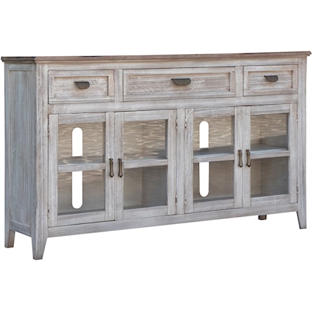 Rustic Accent Cabinet with Glass Doors