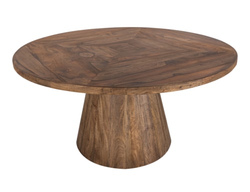 Modern Rustic Round Dining Table with Pedestal Base