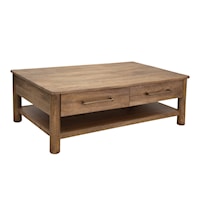 Solid Wood 2-Drawer Cocktail Table