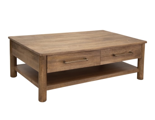 Solid Wood 2-Drawer Cocktail Table