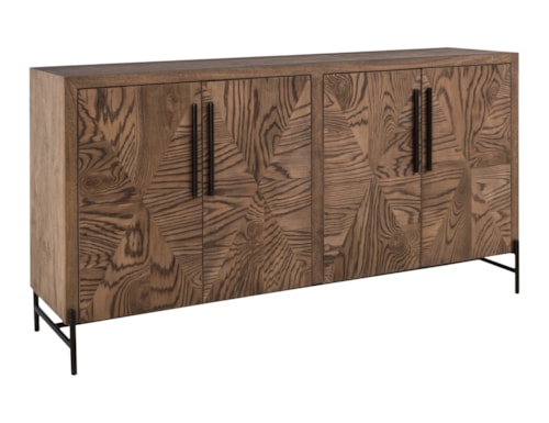 Contemporary 4-Door Console with Metal Pulls