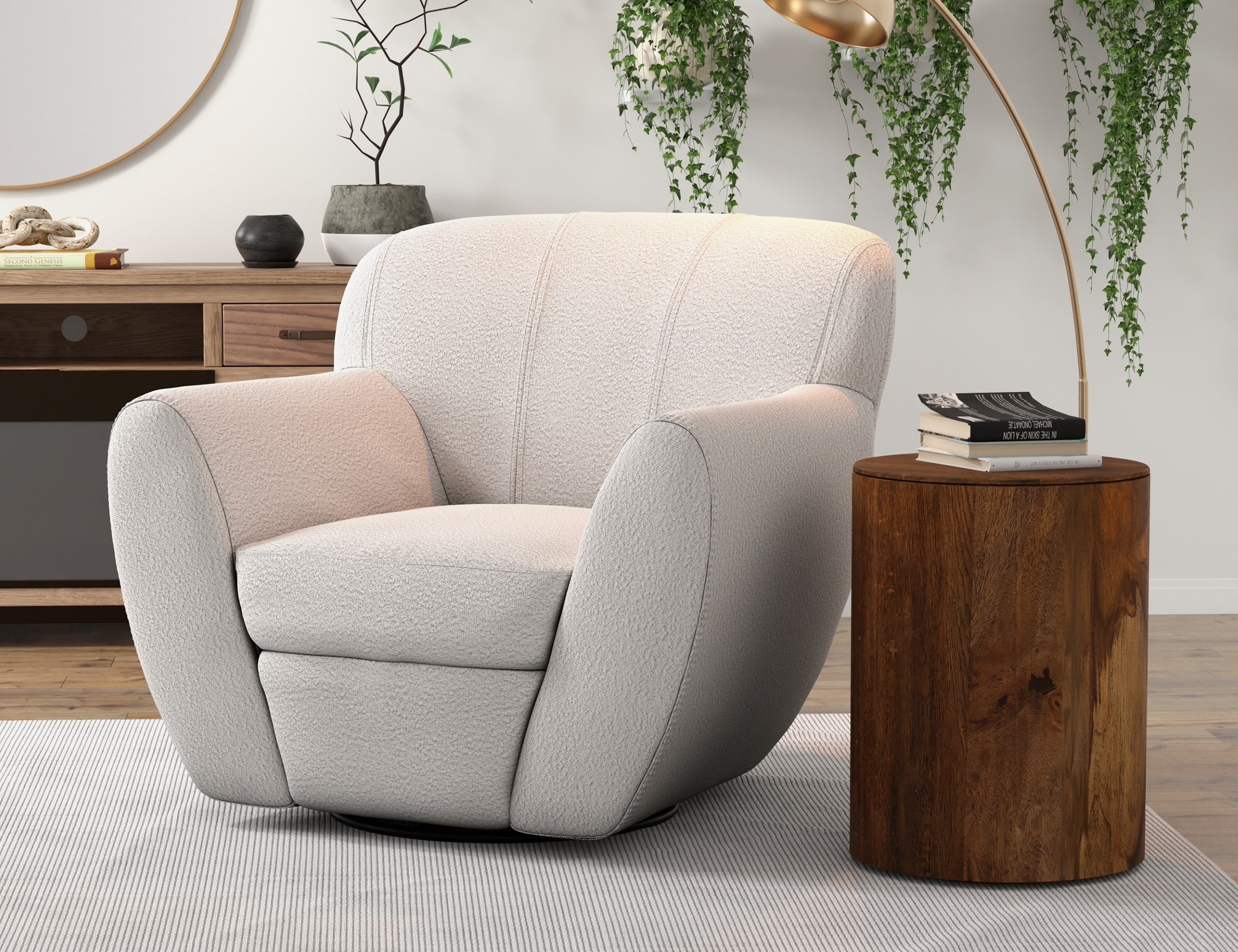 International Furniture Direct Tamesis Accent Chair with 360 Swivel
