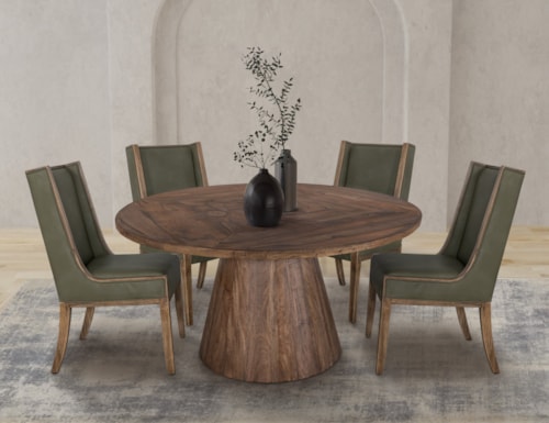 Modern Rustic 5-Piece Dining Set with Four Upholstered Side Chairs