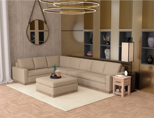 Contemporary 5-Piece Sectional Sofa with Throw Pillows