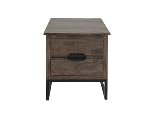 Transitional 2-Drawer End Table with Metal Handles