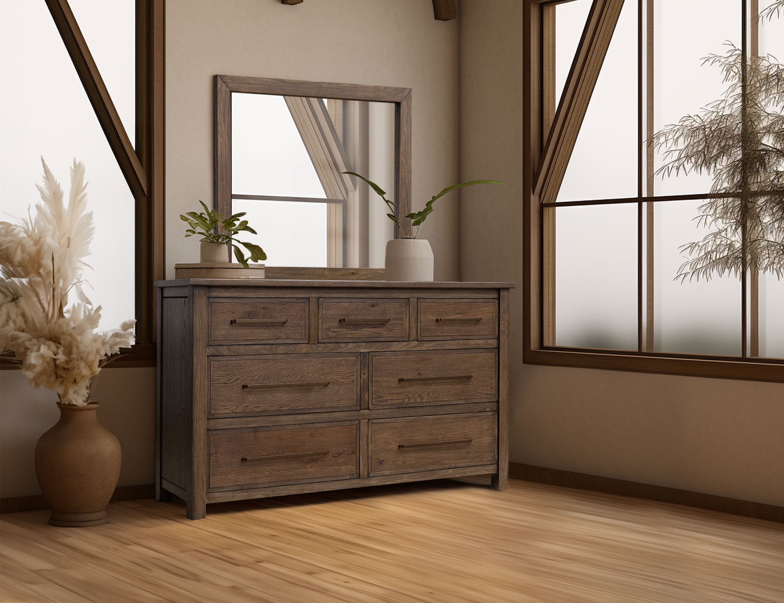 Dresser and Mirror Set