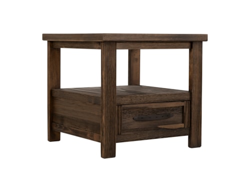 Farmhouse 1-Drawer End Table with Open Shelf
