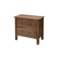 Solid Wood 2-Drawer Nightstand