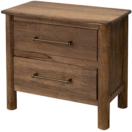 Solid Wood 2-Drawer Nightstand