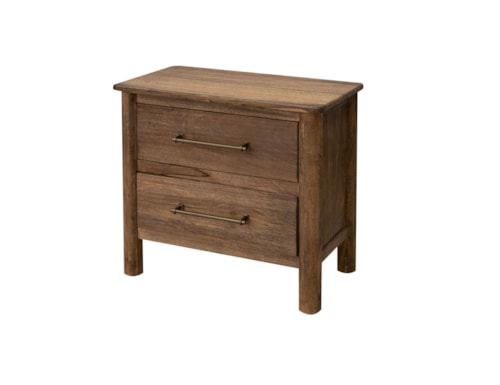 Solid Wood 2-Drawer Nightstand
