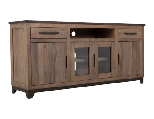 Rustic 70" 4-Door TV Stand with Wire Management