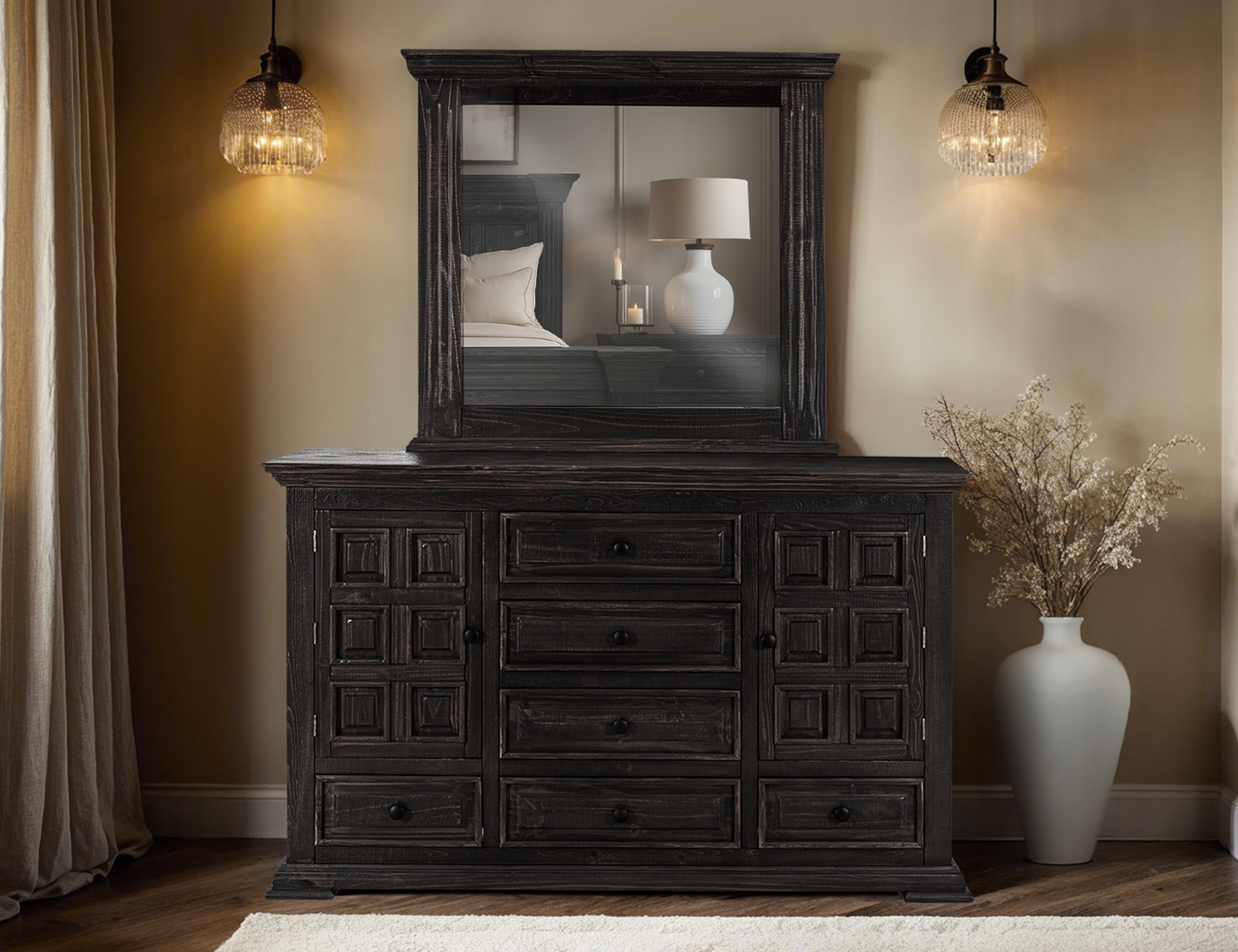 Dresser and Mirror Set