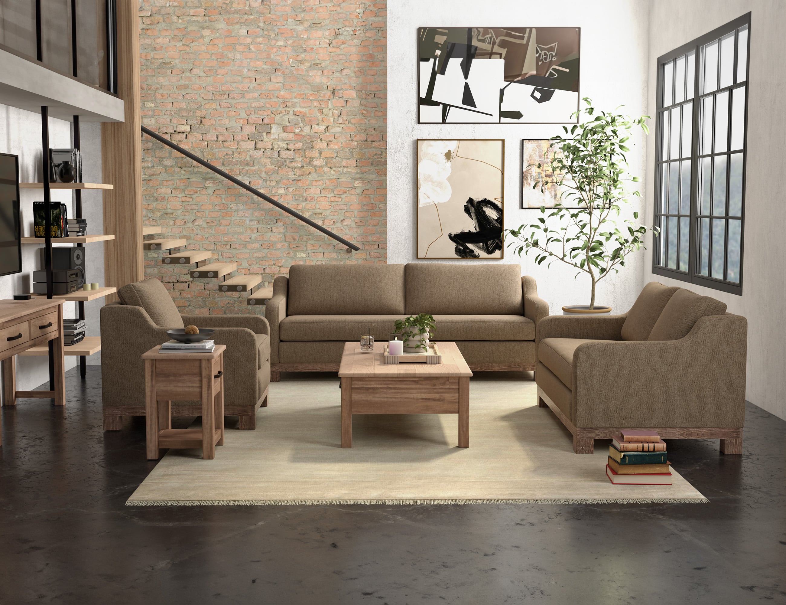 Armchair with Sloped Arms