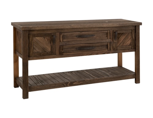 Farmhouse 2-Drawer Sofa Table with Open Shelf
