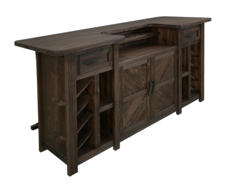 Farmhouse 2-Drawer Bar with Metal Footrest