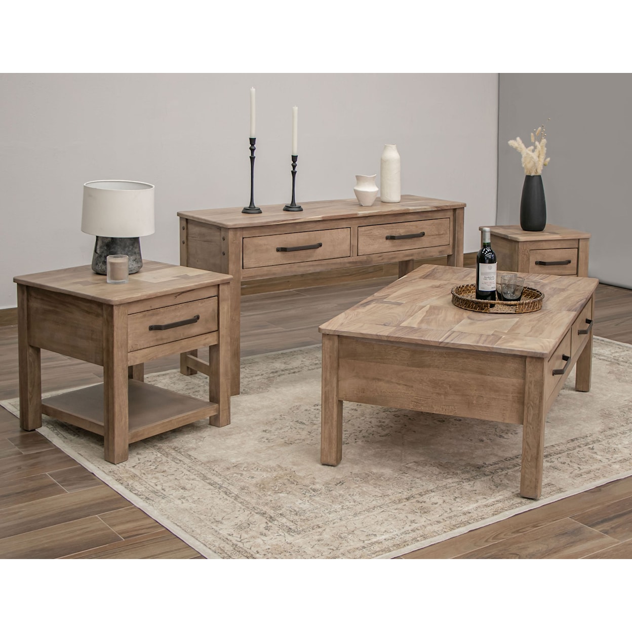 International Furniture Direct Natural Parota Sofa Table