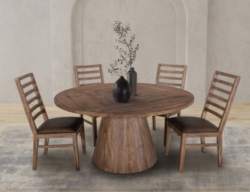 Modern Rustic 5-Piece Dining Set with Four Ladder Back Side Chairs