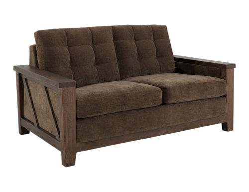 Transitional Loveseat with Wooden Frame