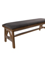 International Furniture Direct Loft Brown Rustic Upholstered Bench with Wooden Base