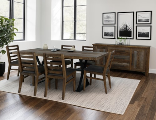 Modern Rustic 8-Piece Dining Set with Buffet