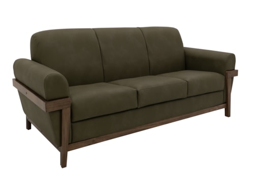 Contemporary Sofa with Exposed Wooden Base