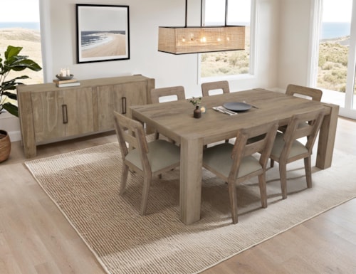 Contemporary 8-Piece Dining Set with Console