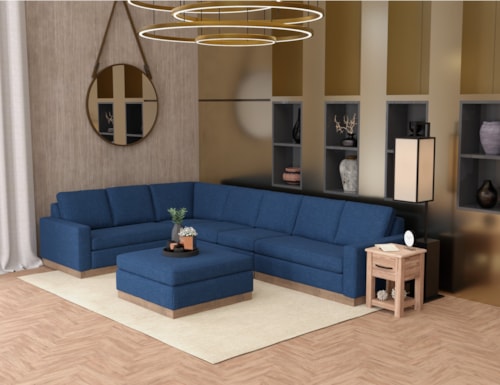 Contemporary 5-Piece Sectional Sofa with Throw Pillows