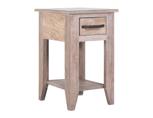 Transitional Singel Drwaer Chairside Table with Open Bottom Shelf