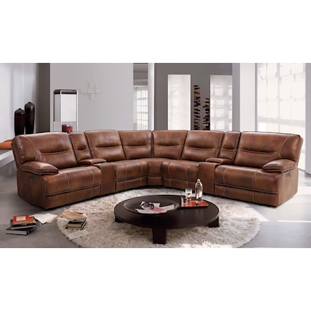 6-PIECE LEATHER RECLINING SECTIONAL