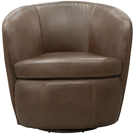 Leather Swivel Club Chair