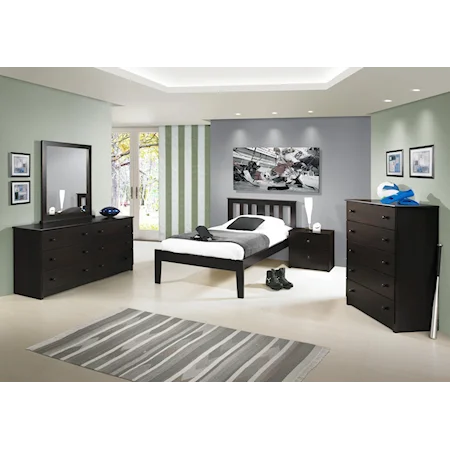 Milan/Espresso 5-Piece Twin  Bedroom Set - Espresso