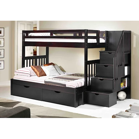 Naples Twin over Full Bunk Bed with Stairs and Storage