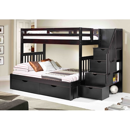 Naples Twin over Full Bunk Bed with Stairs