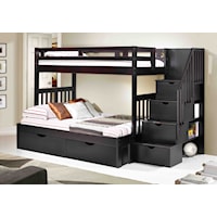 Naples Twin over Full Bunk Bed with Stairs and Storage