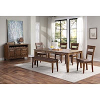 6-Piece Dining Set (Table with 4 Chairs and Bench)
