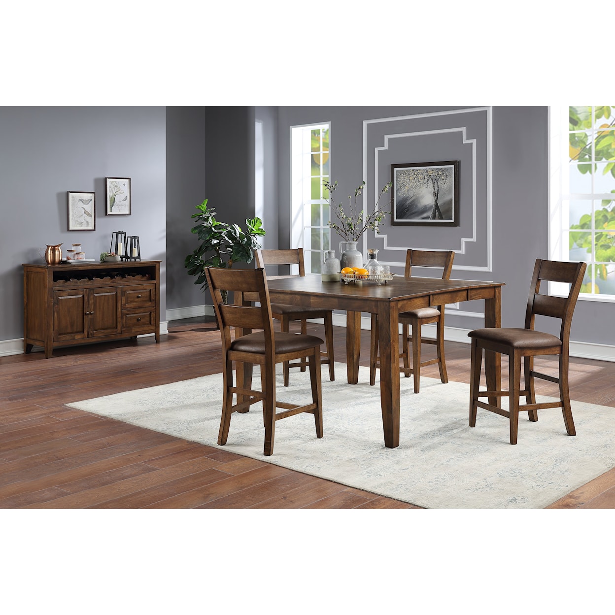 Warehouse M 1179 6- PIECE COUNTER HEIGHT DINING SET