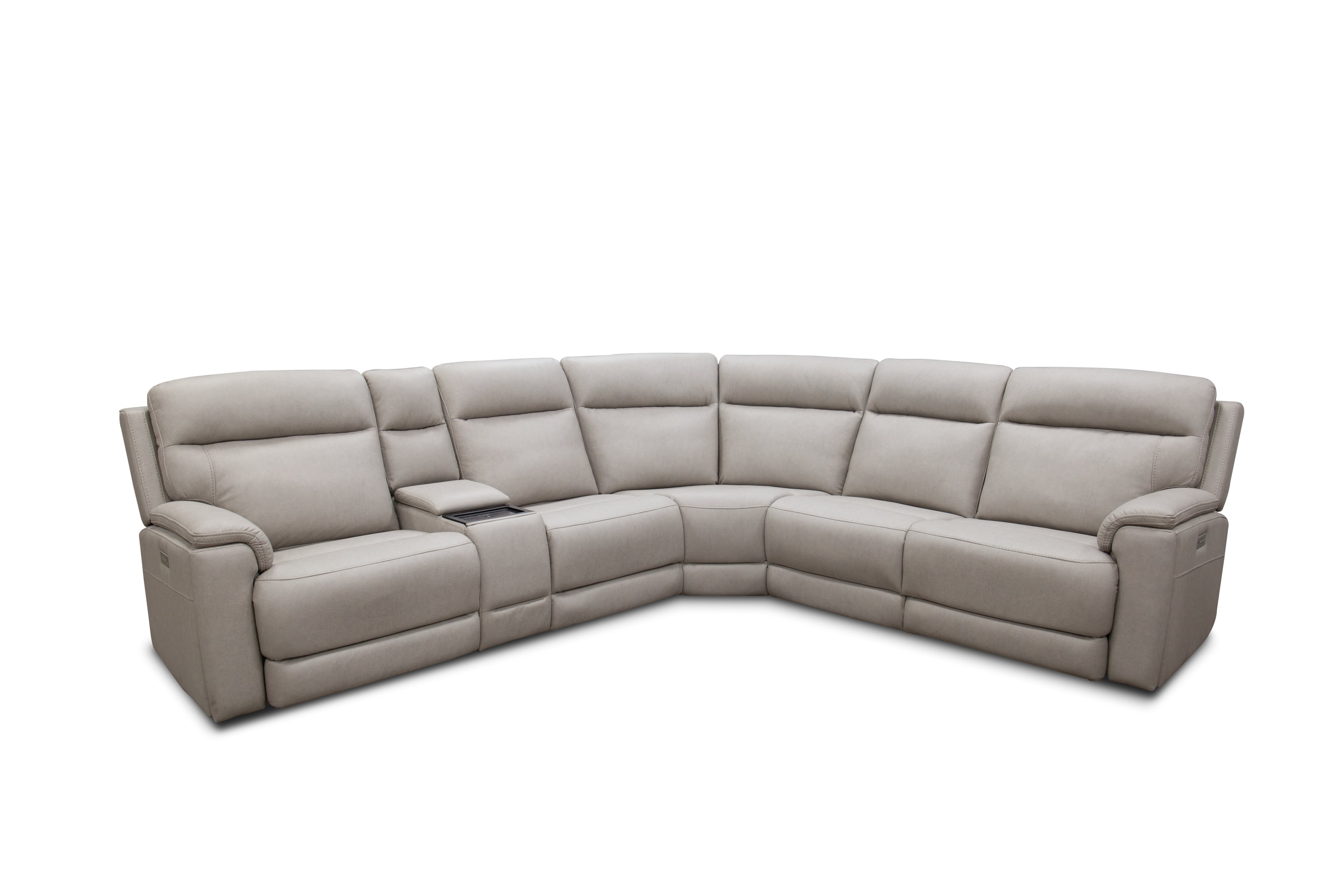 Kuka paisley leather power reclining sectional sofa with power headrests best sale