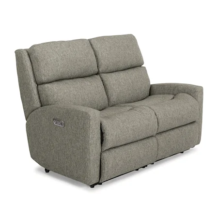 Contemporary Casual Power Reclining Loveseat with Power Adjustable Headrests and USB Ports