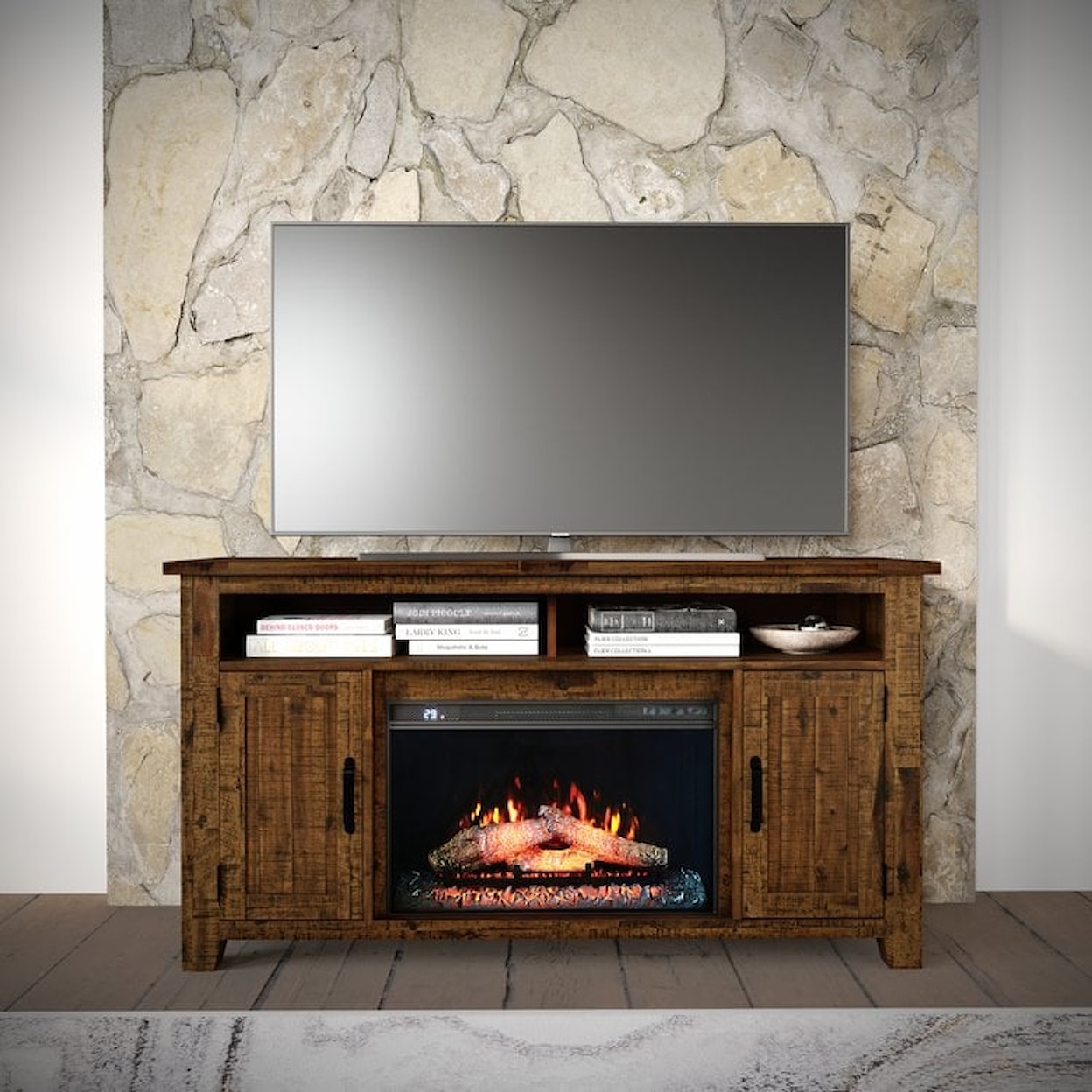 Jofran Cannon Valley Fireplace with Logset