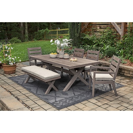 6-Piece Outdoor Dining Set with Bench