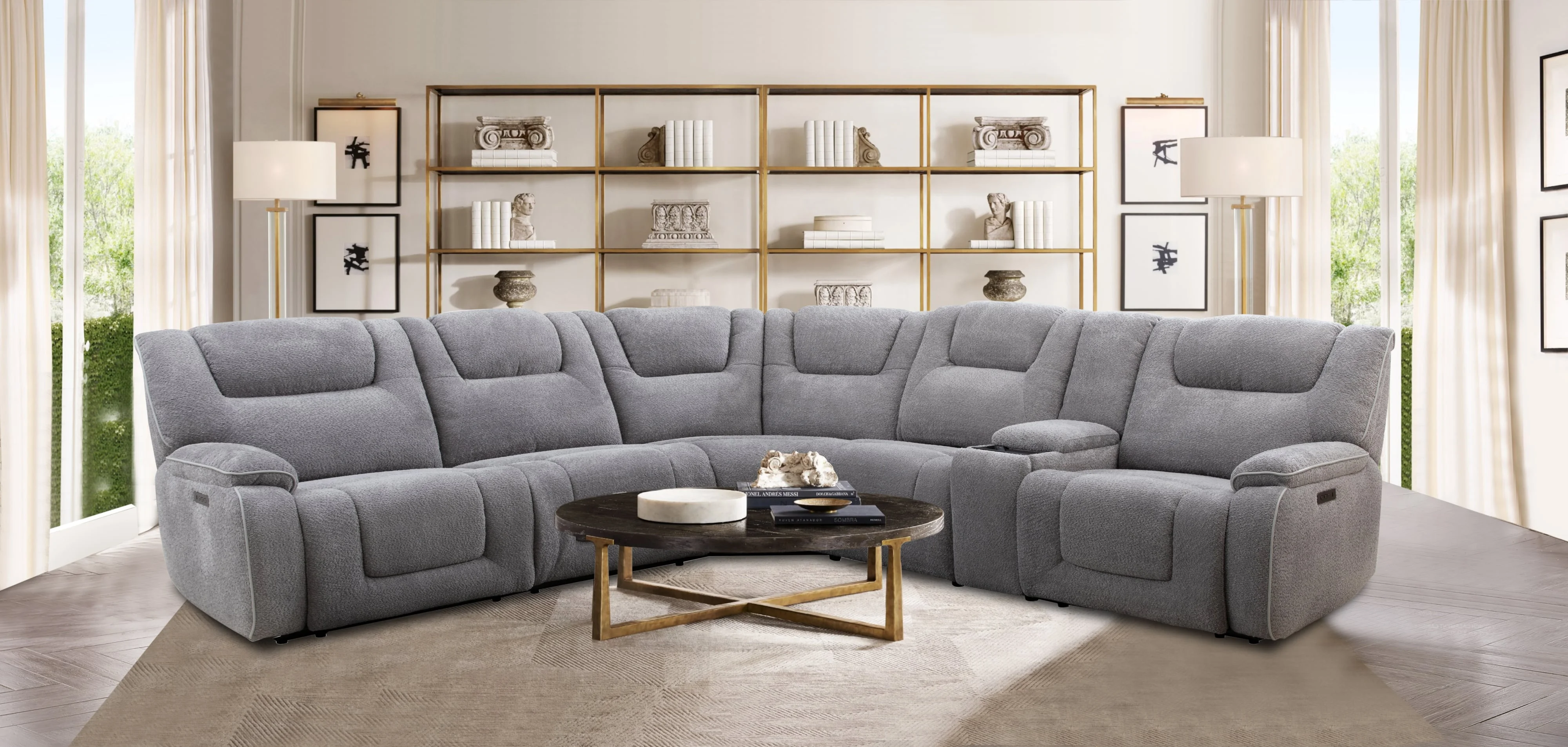 70363 12134454 6PC ZERO GARVITY POWER HEADREST RECLINING SECTIONAL